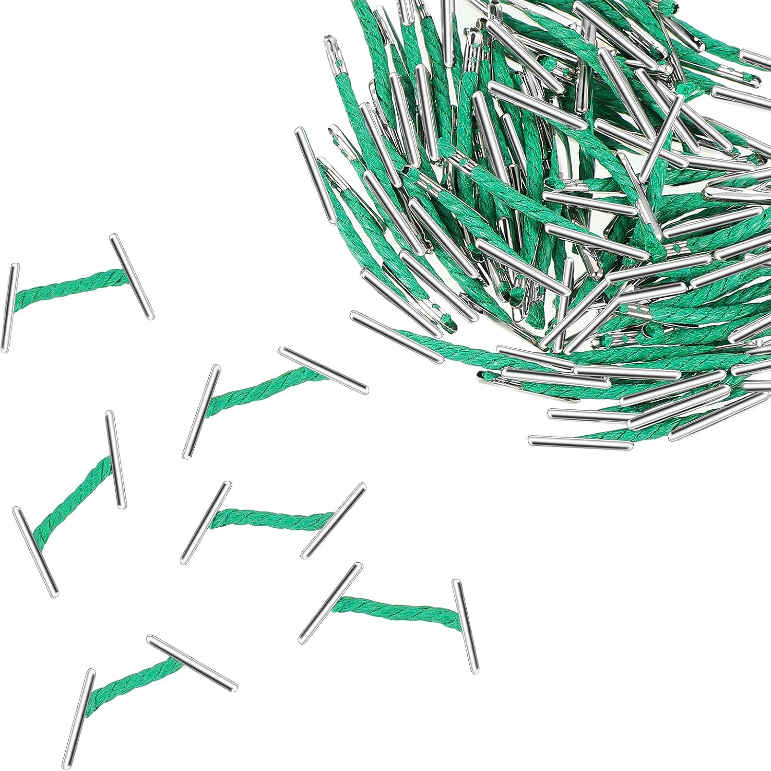 Shappy 80 Pieces Treasury Tags 25mm Document Ties Paper Fasteners Metal Ended Green Treasury Tags Green String Ties