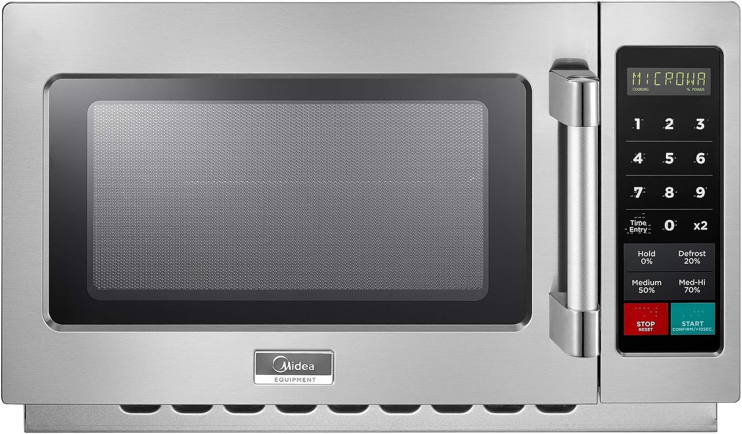 Midea Equipment 1034N1A Countertop Commercial Microwave Oven with Touch Control, 1000W, Stainless Steel, 1.2 CuFt
