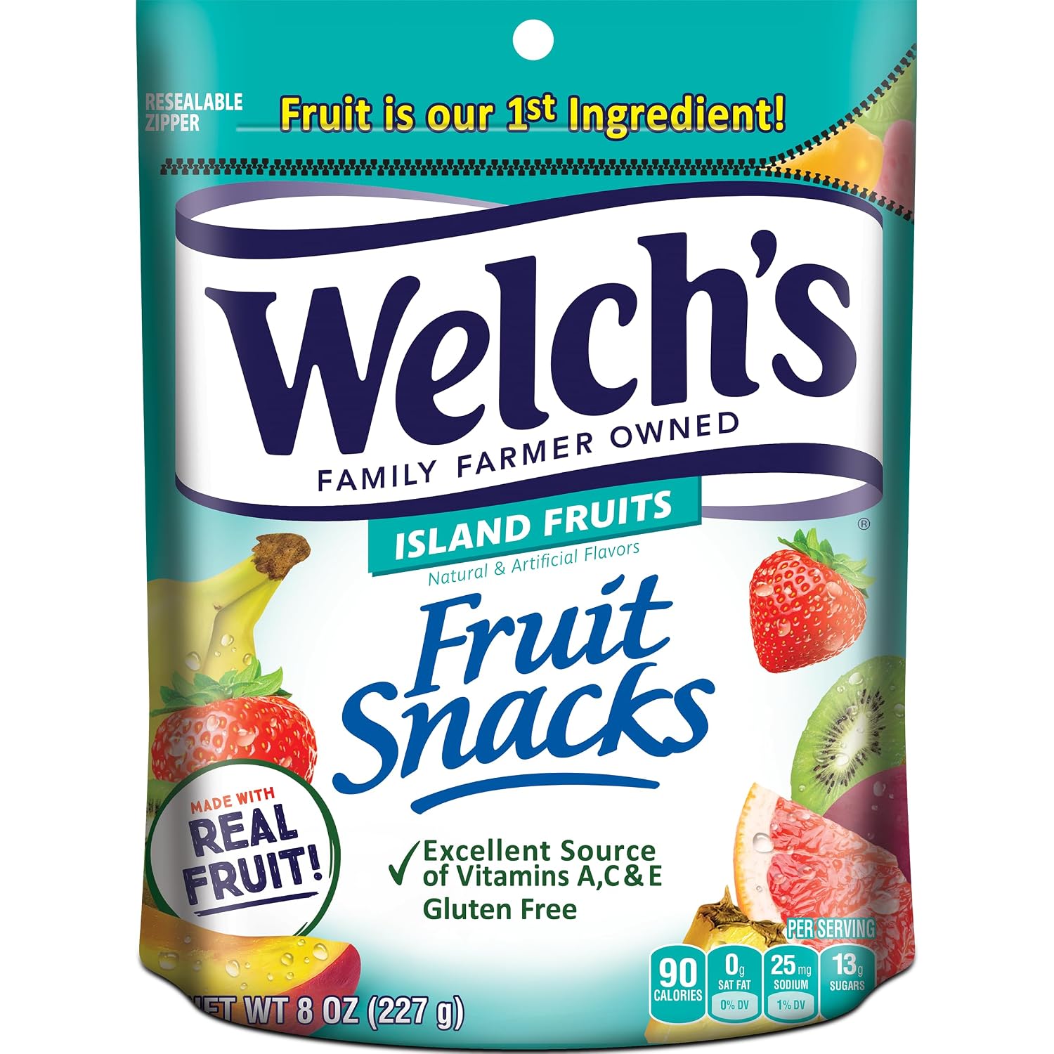 Welch's Fruit Snacks, Island Fruits, Perfect for Sharing, Gluten Free, Bulk Bag, 8 oz (Pack of 1)