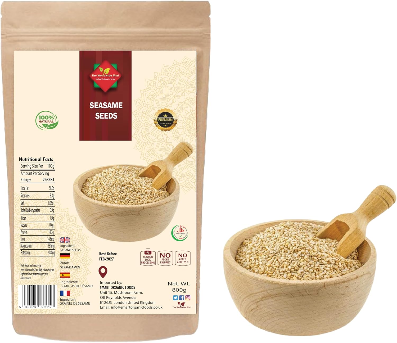 Sesame Seeds 800g โ Premium Raw | Non-GMO | Nutritious & Versatile | Ideal for Cooking, Baking & Snacks | Health Benefits