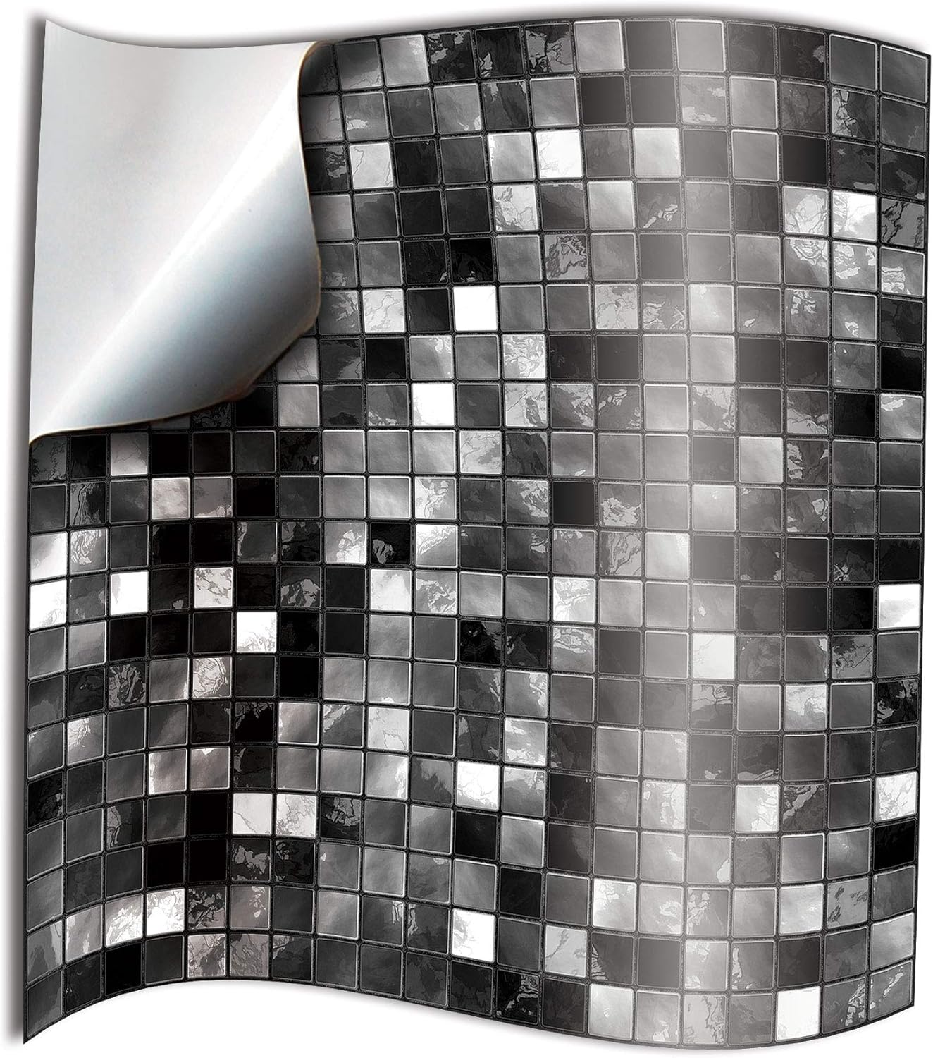 72 Black White Kitchen Bathroom Tile Stickers Transfers Printed for 6 x 6 inch 15 x 15cm Tiles DIY Stick On Wall Peel N Stick Tile Style Decals 6 by 6 inch Stickers. (6x6” - 72 Stickers, Black White)