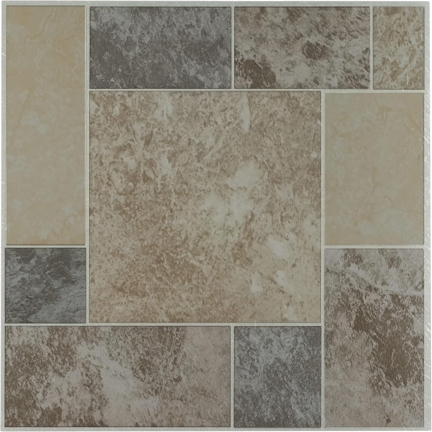 Achim Home Furnishings FTVGM32720 Nexus 12-Inch Vinyl Tile, Marble Blocks, 20-Pack, Ancient Beige Mosaic, 12"W x 12"L x 1.2mm T
