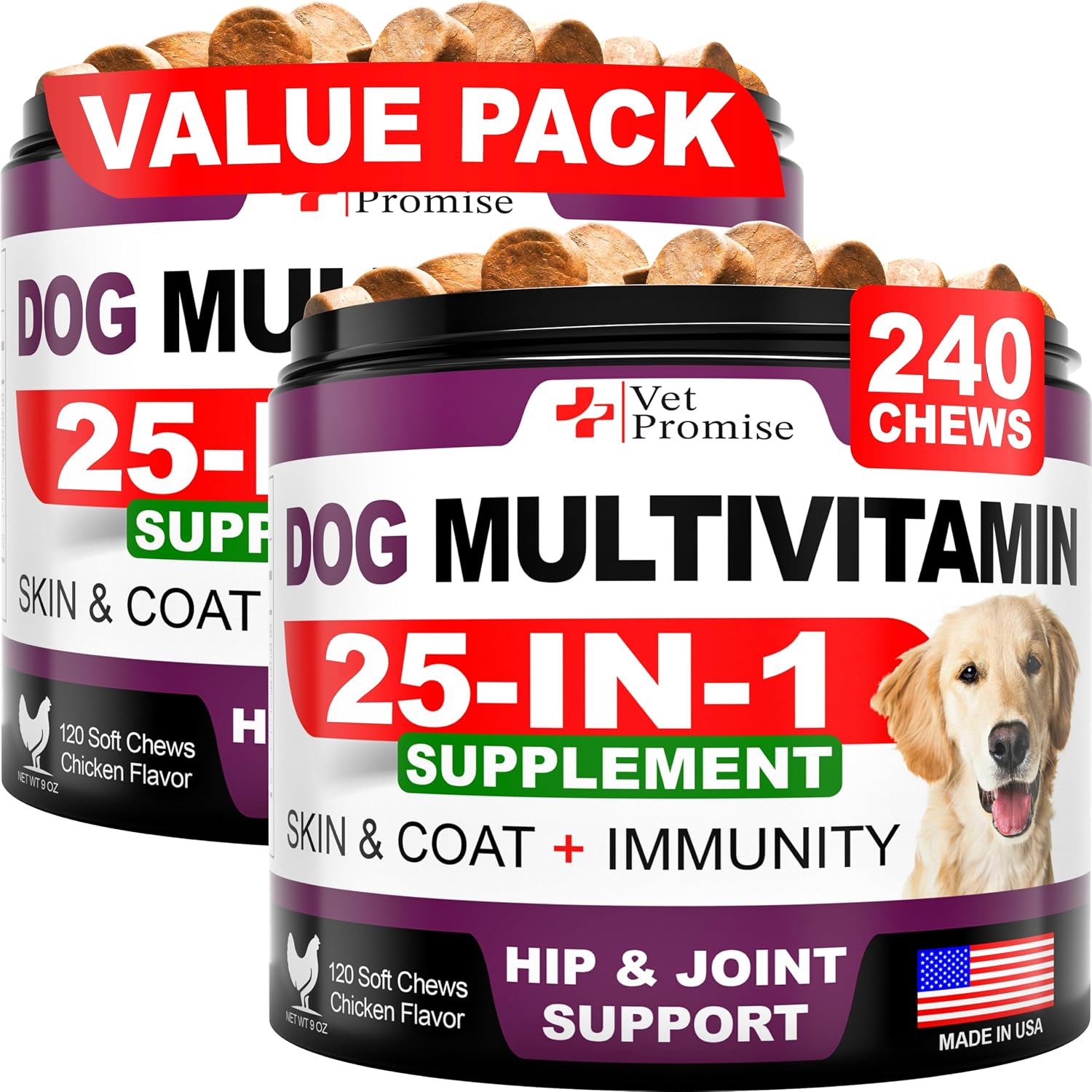 (2 Pack) Dog Multivitamin Chewable - 240 Ct - Dog Vitamins and Supplements