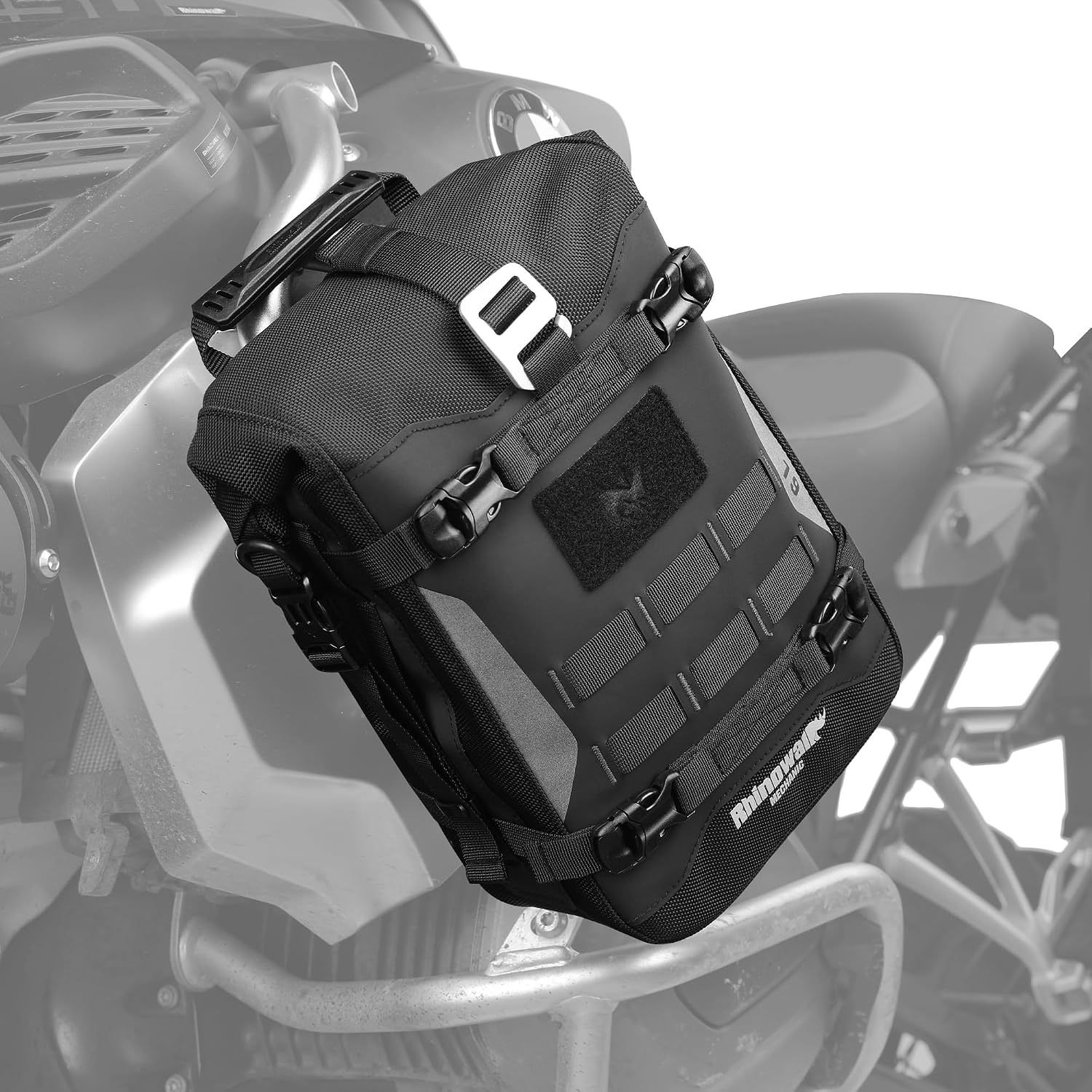 Rhinowalk Motorcycle Crash Bar Bag Waterproof 6L Motorcycle Frame Bag Saddle Bag Side Bag with Shoulder Strap (Black, 7L)