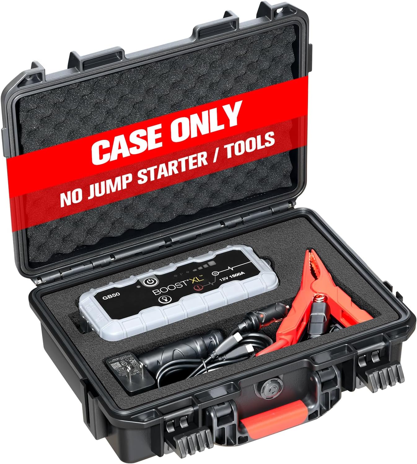 Protective Case for NOCO Boost GB50 – Waterproof Hard Box for 1500A Jump Starter, Battery Booster Pack, Charger & Accessories | Durable PP Shell with Custom Foam | Perfect for Travel & Emergency Use