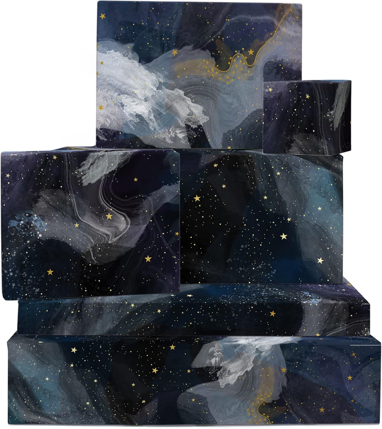 Navy Marble Wrapping Paper - 6 Sheets of Beautiful Gift Wrap - For Christmas Birthday Wedding Anniversary Valentine's Day - Scrapbooks Decorating - For Men Women - Recyclable - By Central 23