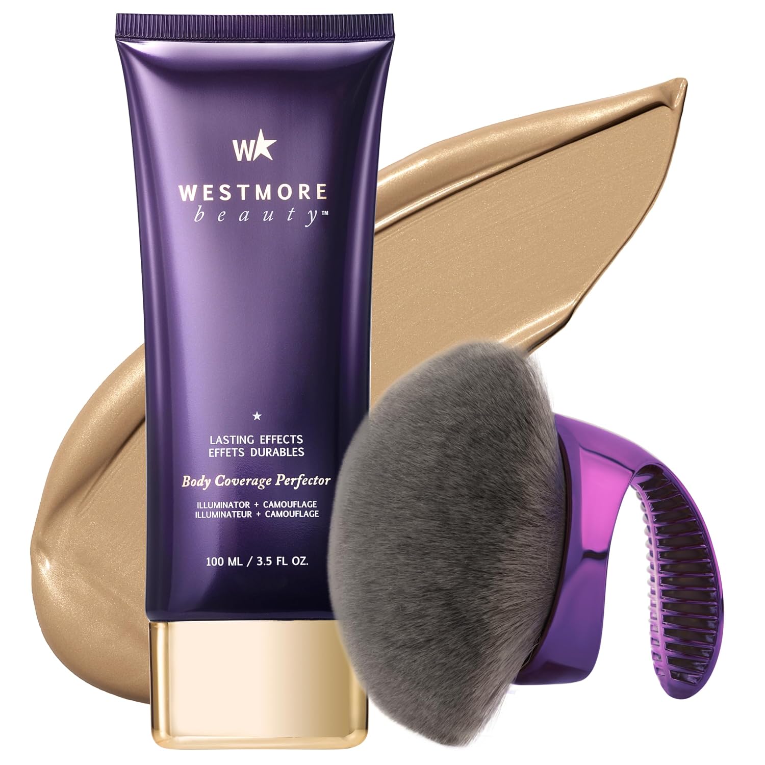 Westmore Beauty Body Coverage Perfector & Brush - Waterproof Leg Makeup- 2N
