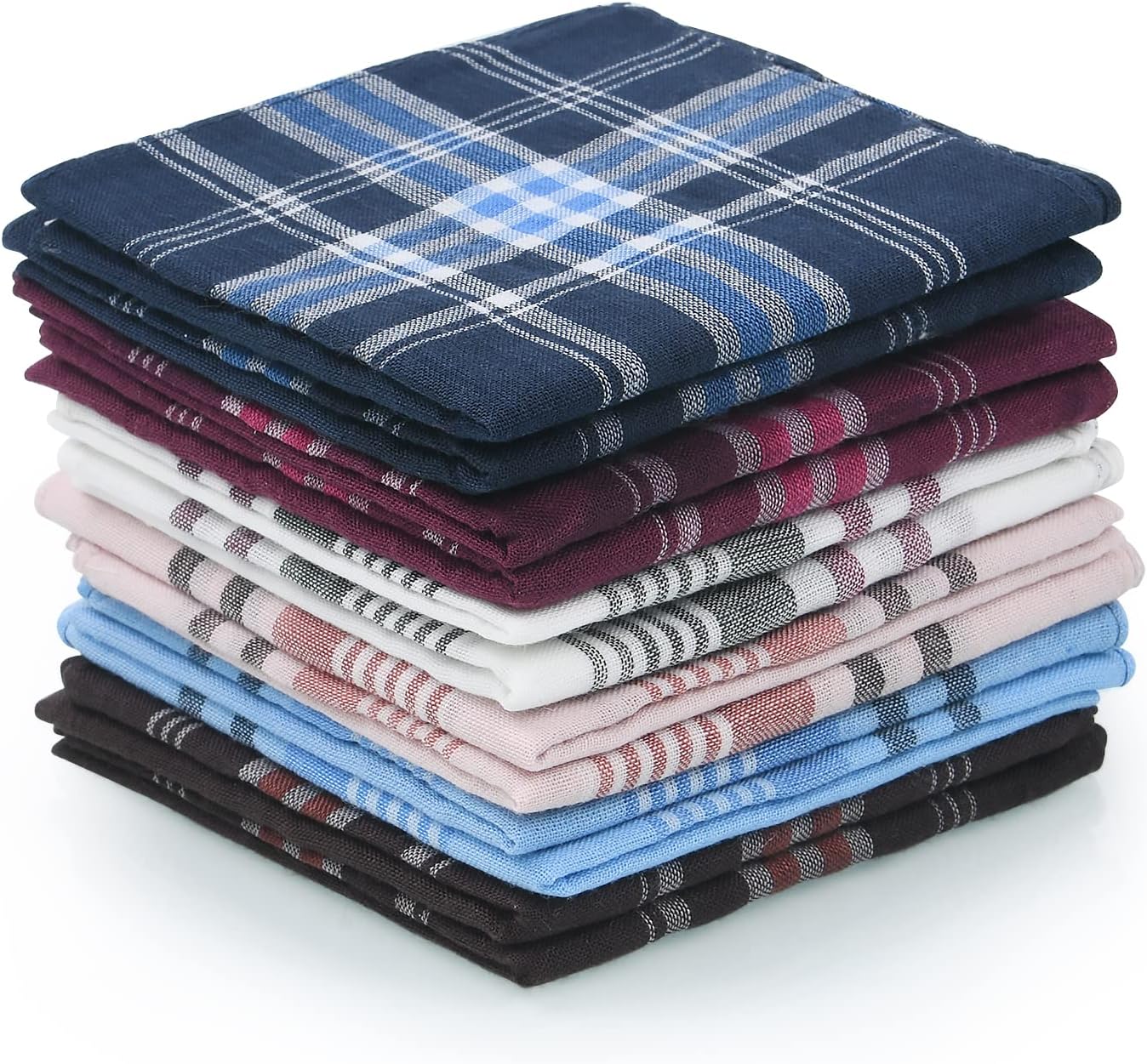 URAQT Men's Handkerchiefs, 12 Pack Gents Hankies, Mens Premium Handkerchiefs Cotton White Pocket Square Hanks for Men Women