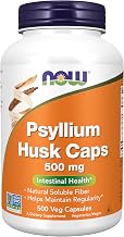 NOW Foods Supplements, Psyllium Husk Caps 500 mg, Non-GMO Project Verified, Natural Soluble Fiber, Intestinal Health*, 500 Veg Capsules