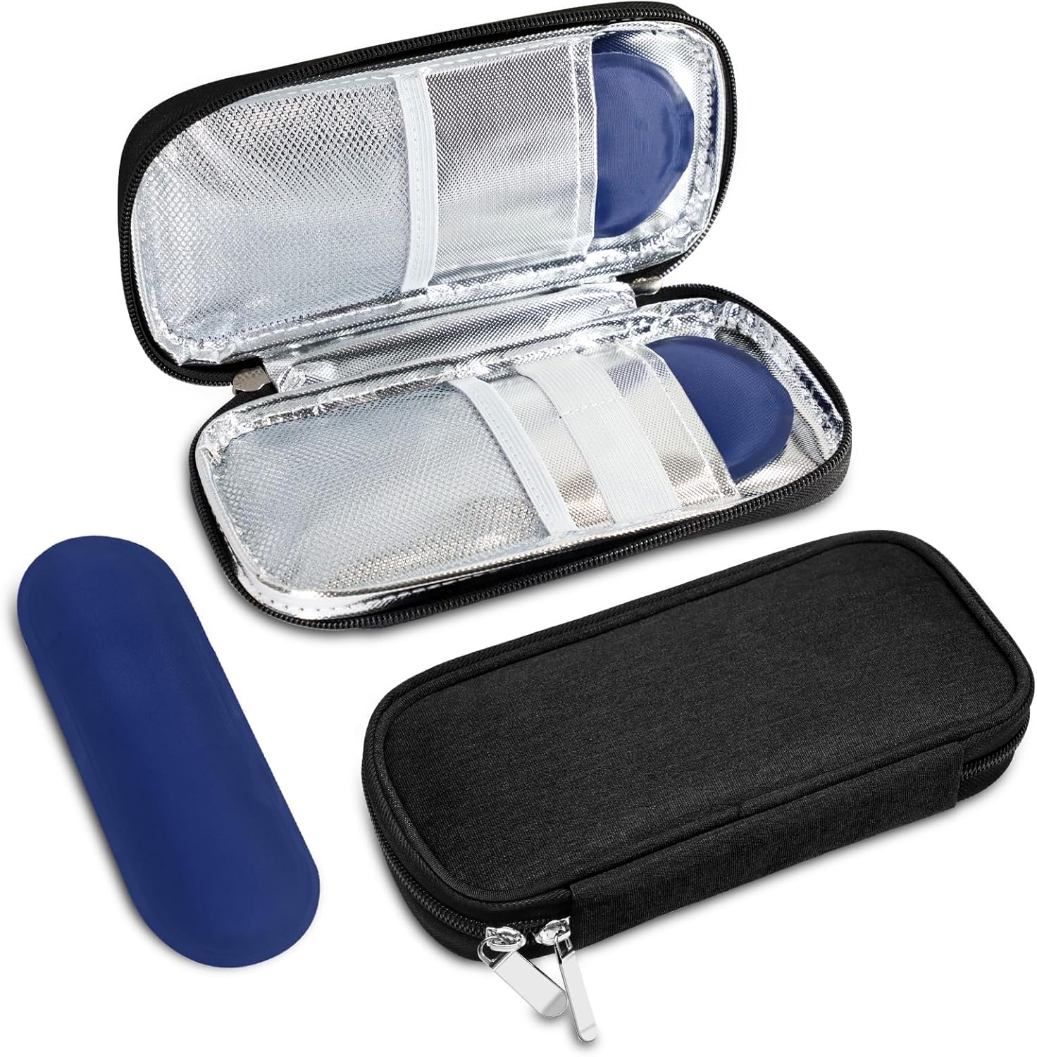 Metene Insulin Cooler Travel Case with 2 Biogel Insulin Ice Packs for Extended Cooling, Insulin Travel Case for Diabetic Medication Storage, Compact for Daily Life and Travel (Black)