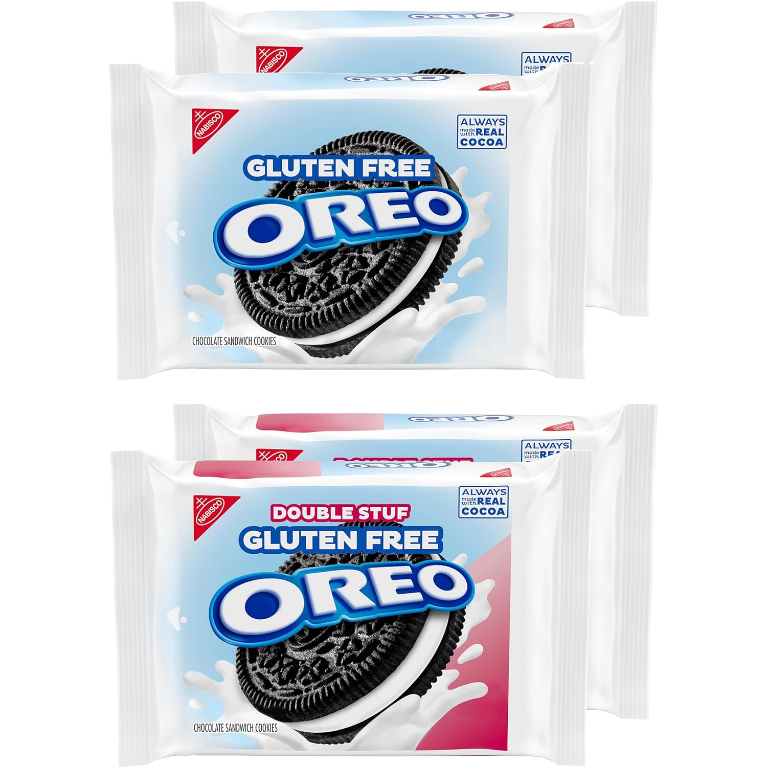 OREO Original & OREO Double Stuf Gluten Free Cookies Variety Pack, 4 Packs