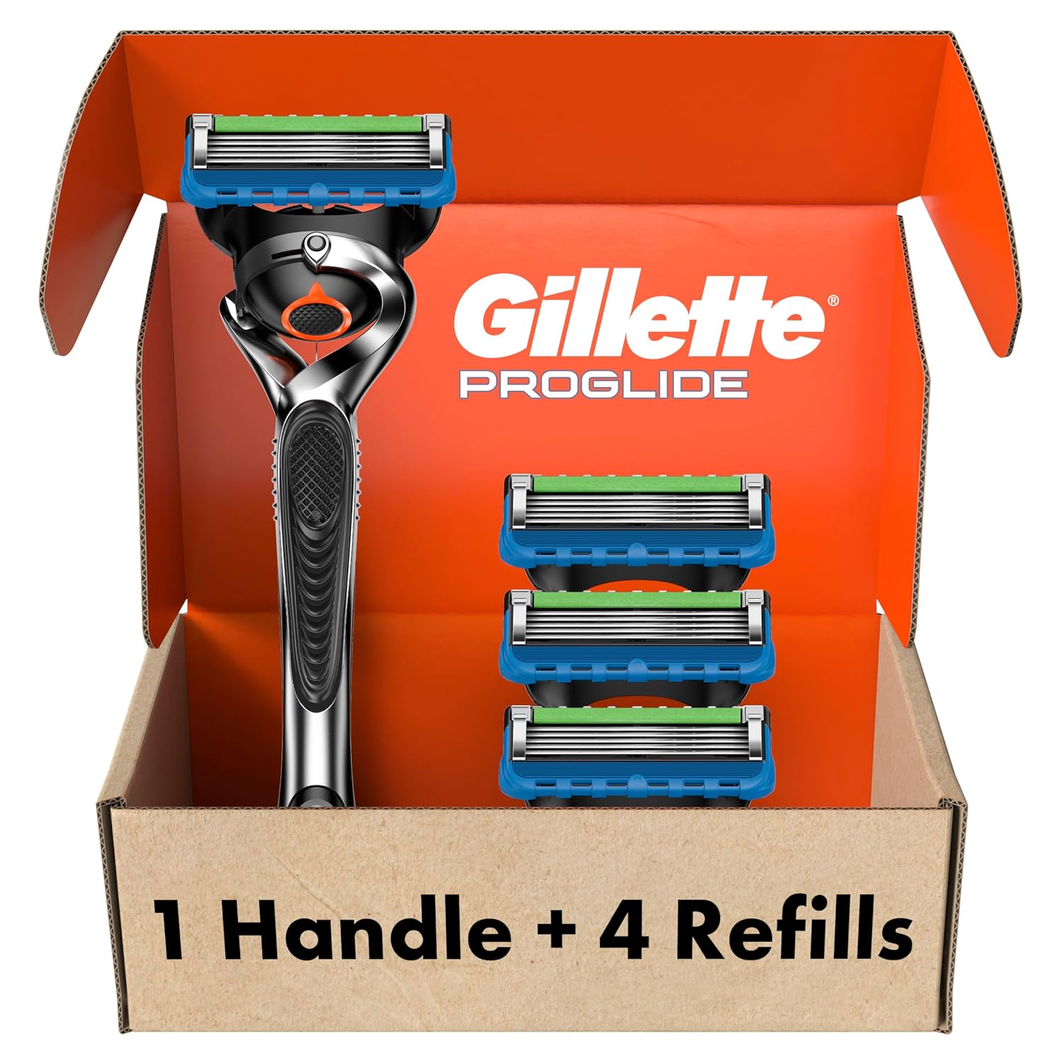 Gillette Fusion ProGlide Razors, Men 1 Gillette Razor, 4 Razor Blade Refills, Shields Against Skin Irritation