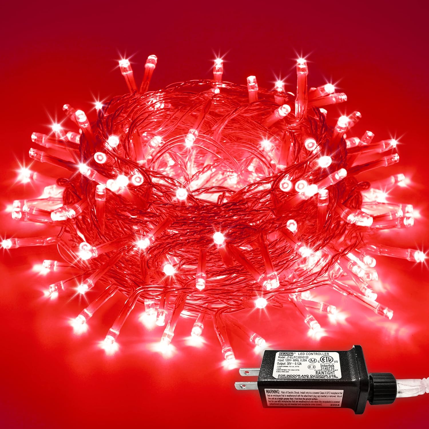JMEXSUSS Red Halloween Decor String Lights Outdoor Indoor, 66ft 200 LED Red Christmas Lights Clear Wire, 8 Modes Halloween Twinkle Fairy Light Plug in for Tree Room Party Decorations