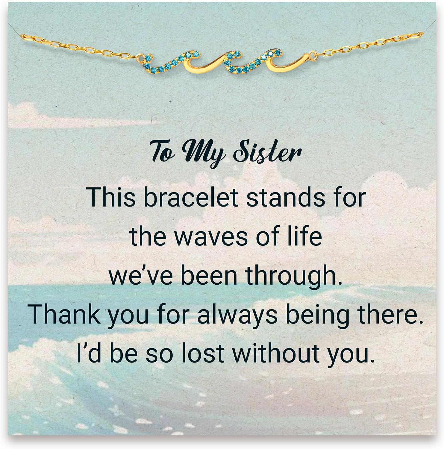 STORYJEWELLERY Gifts for Sister, Mom Birthday Gifts, Sister Birthday Gifts, Sisters Gifts from Sister, Sister Wave Bracelet, Cross Bracelet, Christmas Gifts, Gifts for Granddaughter and Grandma