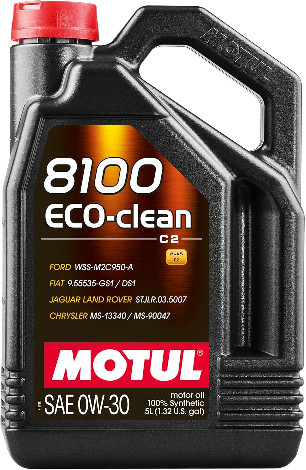 Motul 102889 8100 ECO-Clean 0W-30 Motor Oil 100% Synthetic Fuel Economy Mid SAPS Engine Oil, ACEA C2, API SN, 5L - 1 Pack