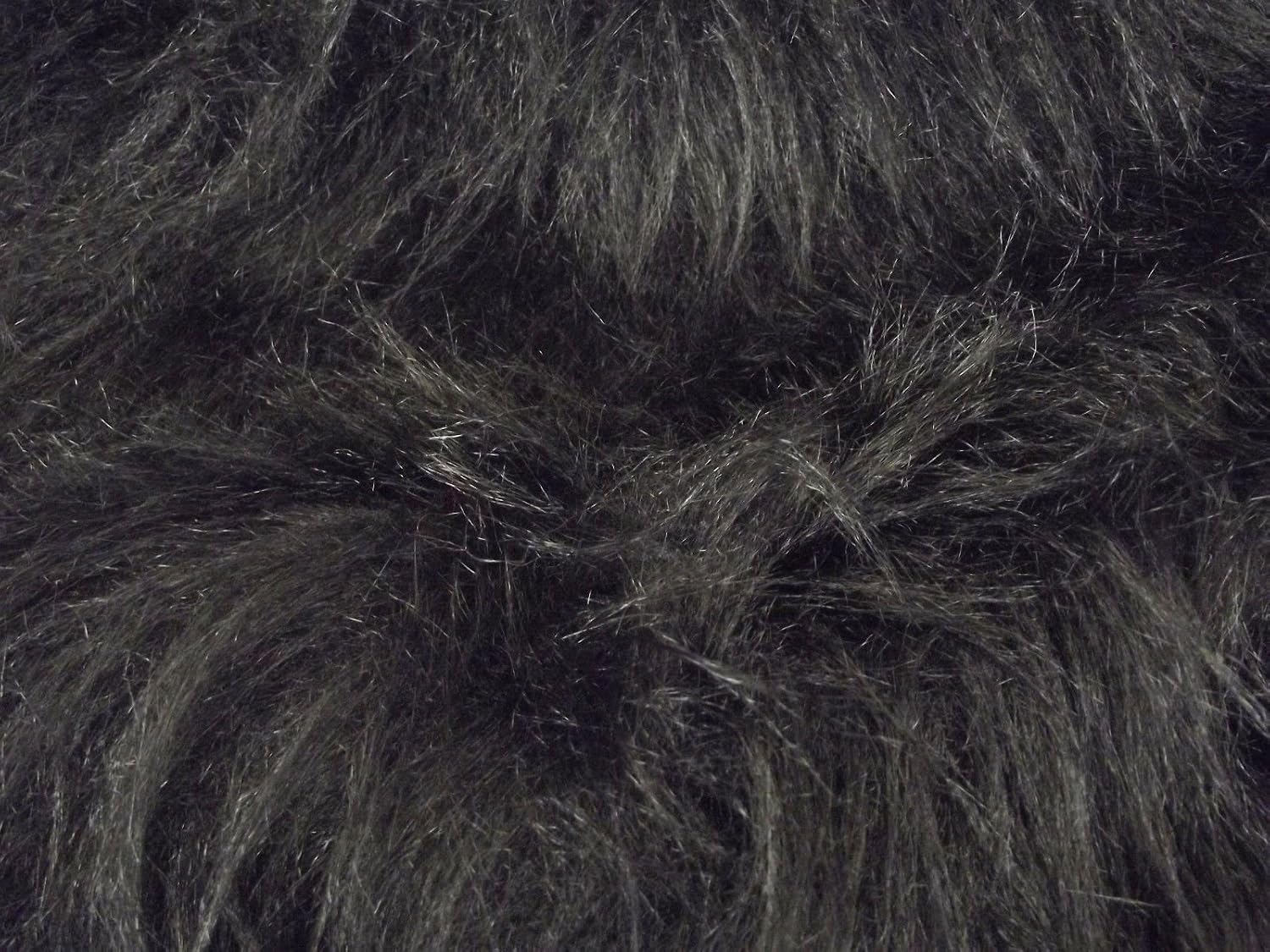 Long Pile Fun Faux Fur Fabric Material - Black, 1Mtr - 150cmx100cm