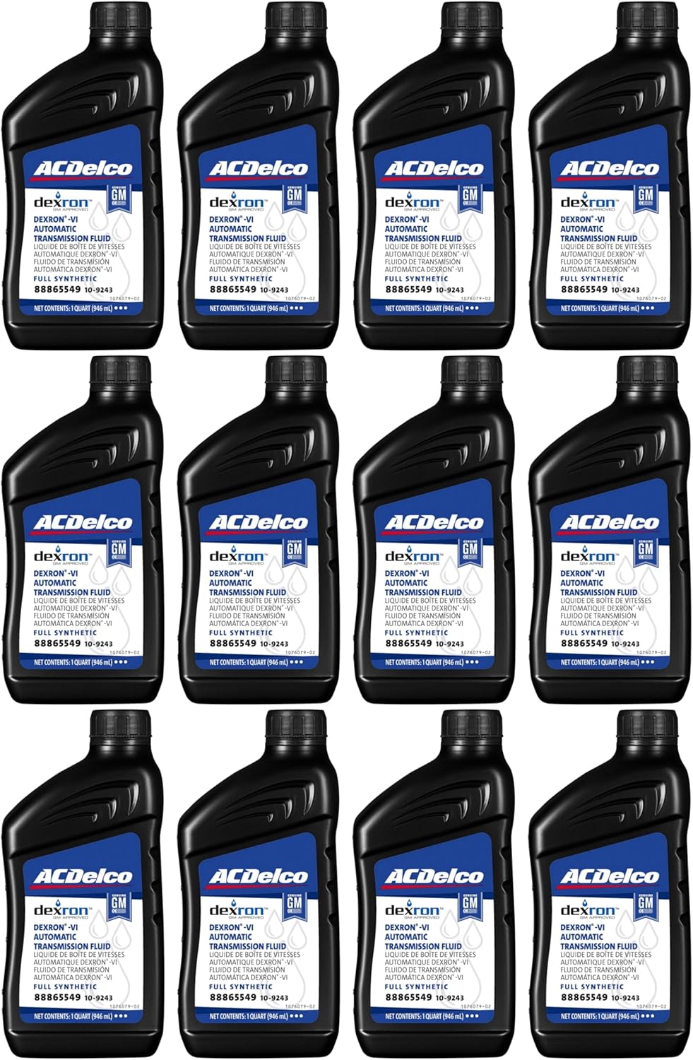 ACDelco 10-9243 (88865549) Dexron VI Full Synthetic Automatic Transmission Fluid - 1 qt (Case of 12)