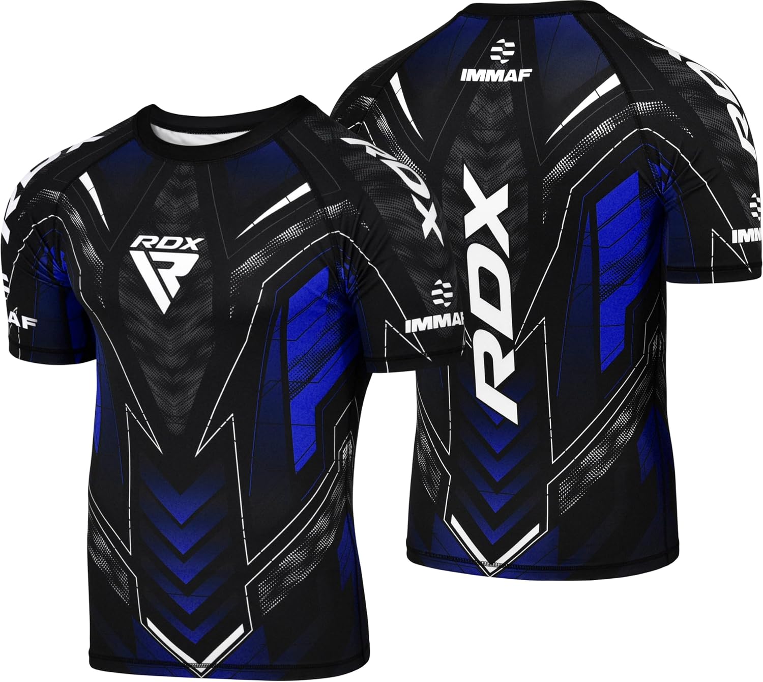 RDX IMMAF Approved Half Sleeves Compression T-Shirt, Flexible Men Adults & Kids Shirt for Competition Level and Training Sessions, Athletic Fit Breathable Top for MMA Muay Thai Kickboxing Sparring