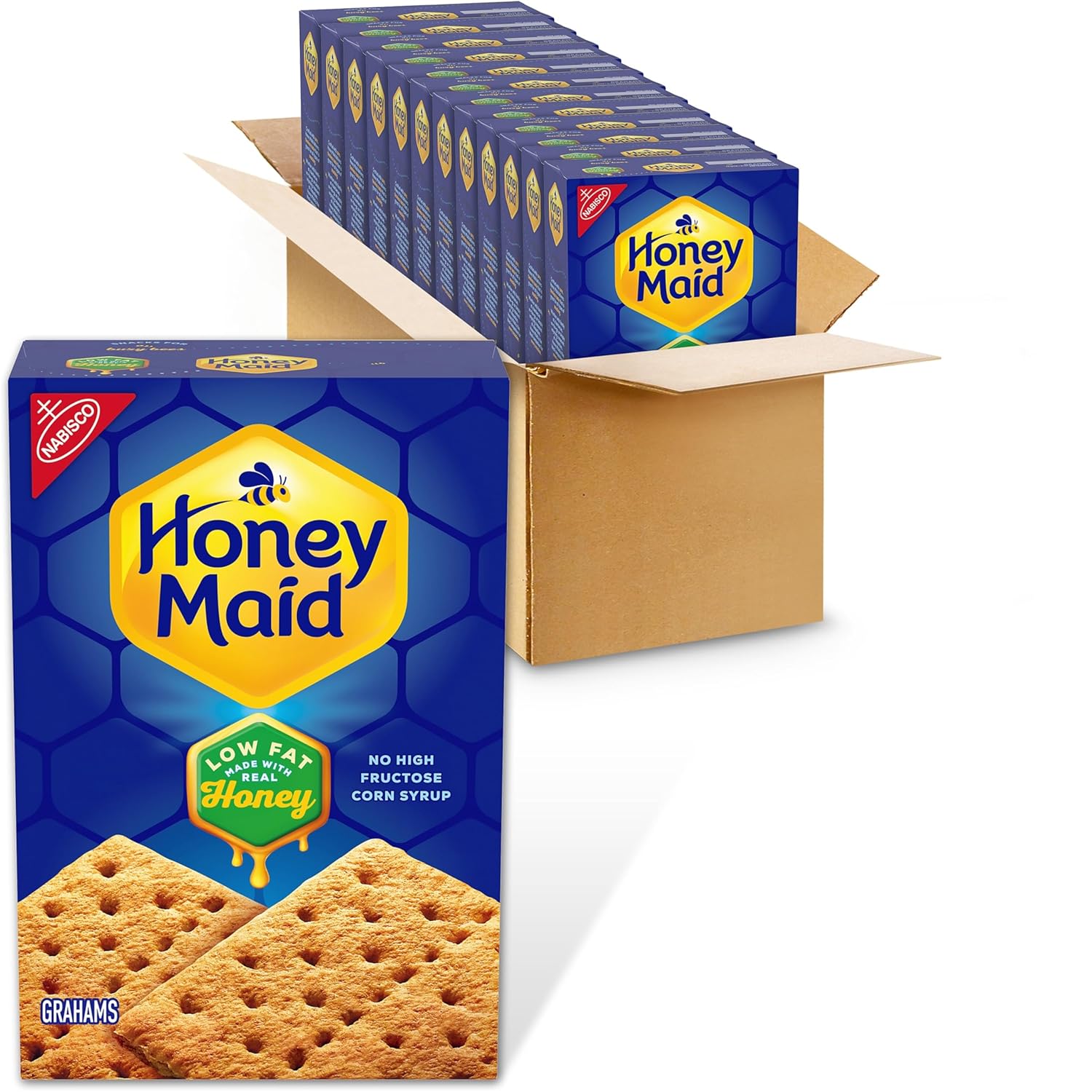 HONEY MAID Low Fat Graham Crackers, Lunch Snacks, Bulk Snacks, 12 - 14.4 oz Boxes