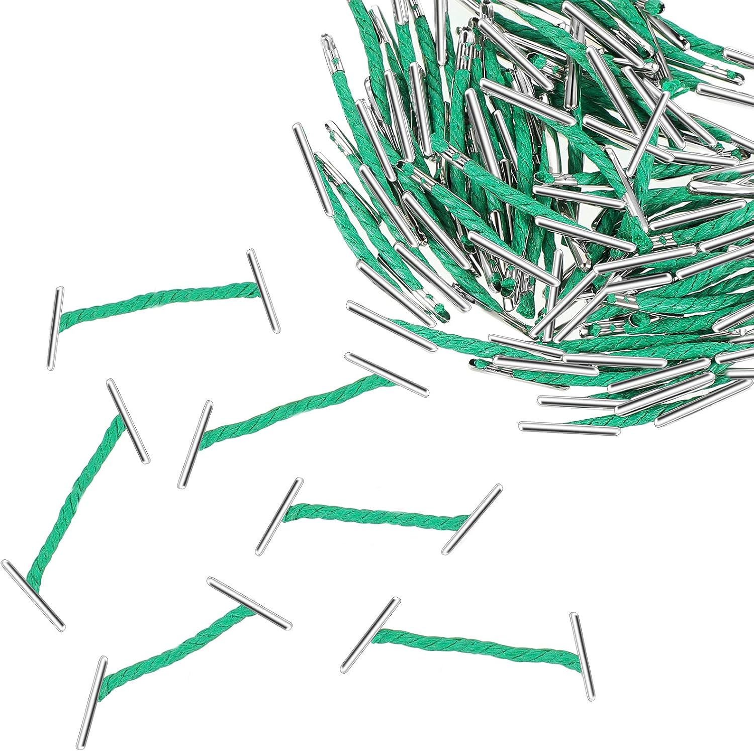 Shappy 80 Pieces Treasury Tags 51mm Metal Treasury Tag Paper Fasteners Metal Ended Green String Document Ties