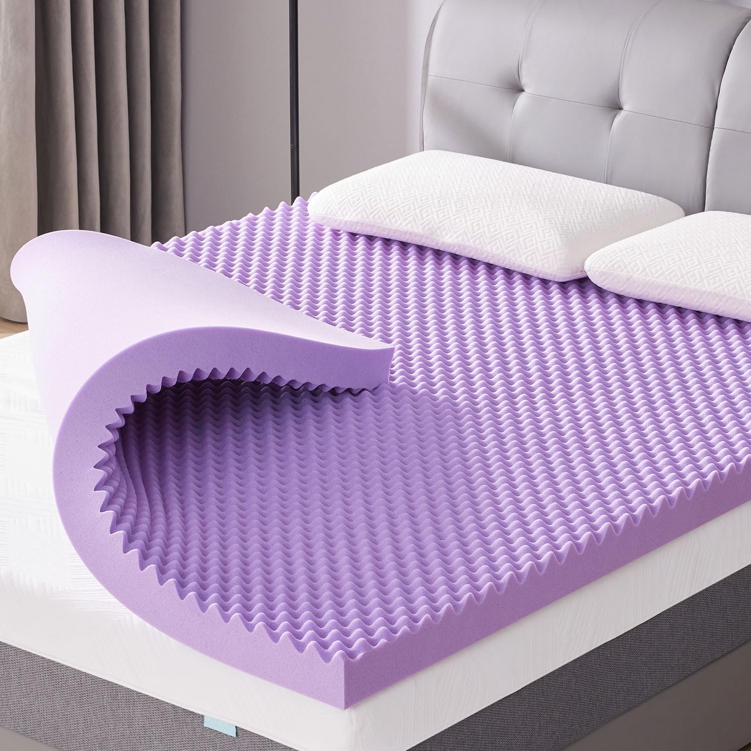 SINWEEK 3 Inch Egg Crate Memory Foam Mattress Topper King Size, Soft Mattress Pad for Back Pain Relief, Bed Topper, CertiPUR-US Certified