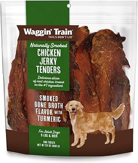 Waggin' Train Smoked Chicken Jerky Tenders with Turmeric and Bone Broth for Dogs - 24 oz. Pouch - Grain Free, High Protein, Limited Ingredient Dog Treat