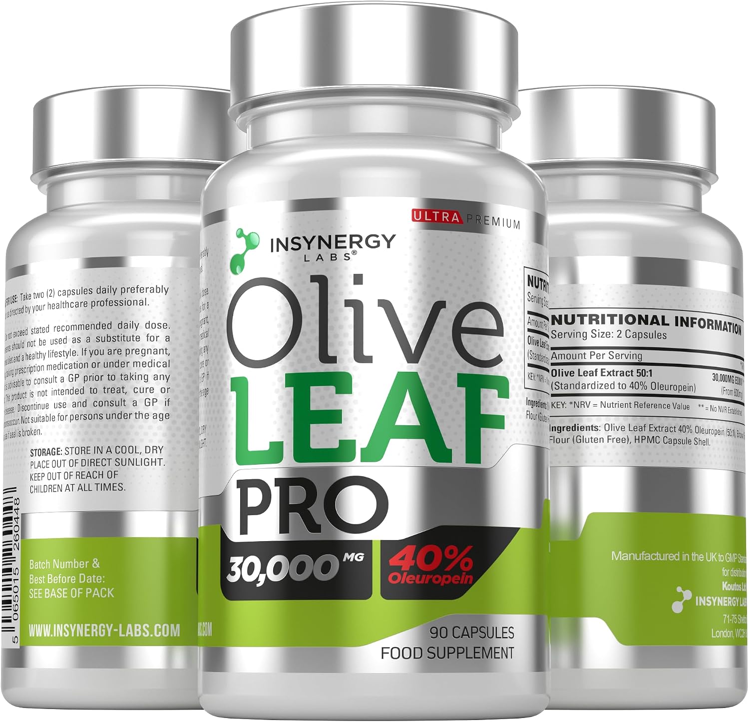 Olive Leaf Extract 30,000MG & 40% Oleuropein Wild Spanish Grown (Highest Dose on Amazon) Ultra-Premium Grade Olive Leaf Extract Capsules - Olive Leaf Supplement 90 Vegan Capsules
