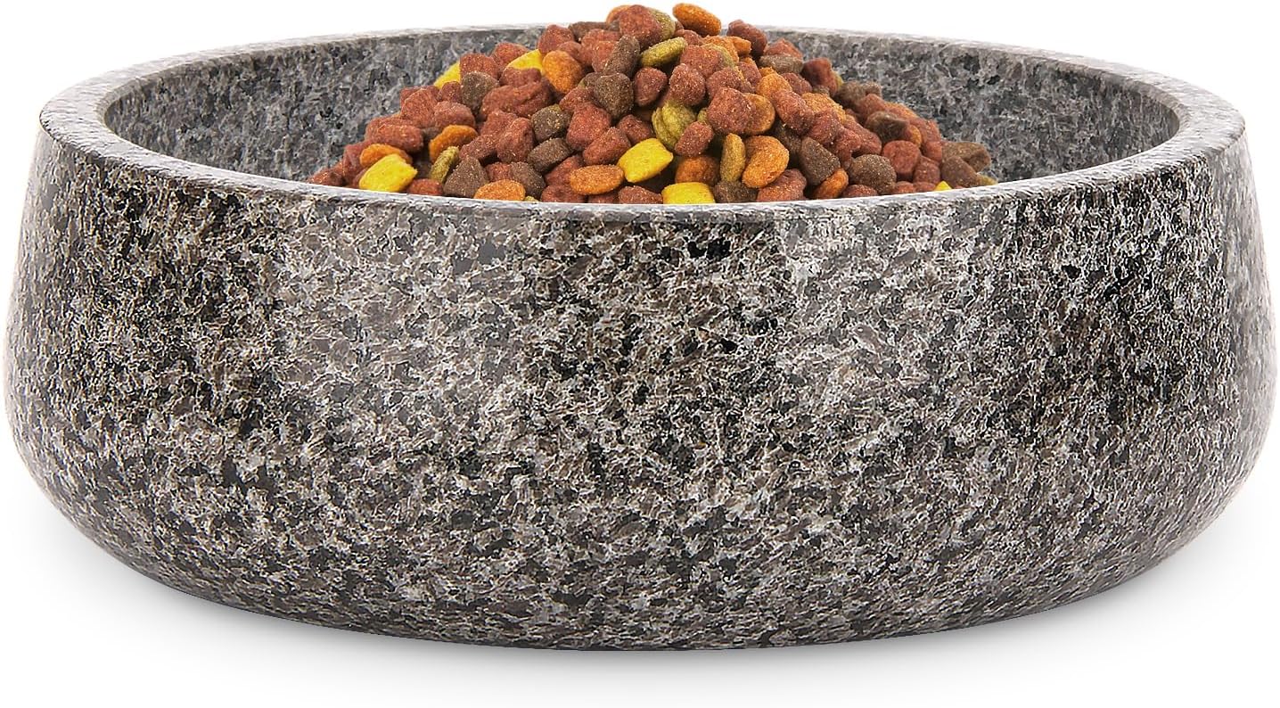 Granite Dog Food Bowl for Small and Medium Dogs