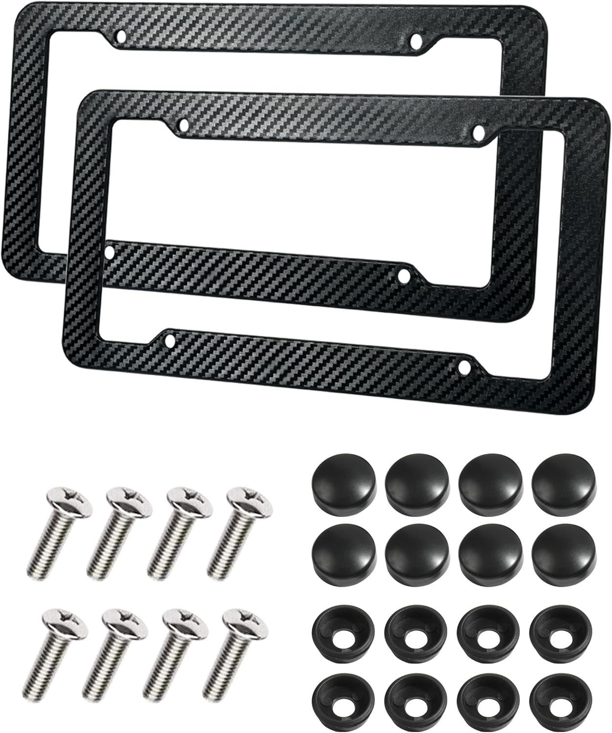 2PCS License Plate Frames,License Plate Cover,Car Accessories Carbon Fiber License Plate Frame,Licence Plate Frame Holder with Fasteners and Screws,Fit for Most America License Plate