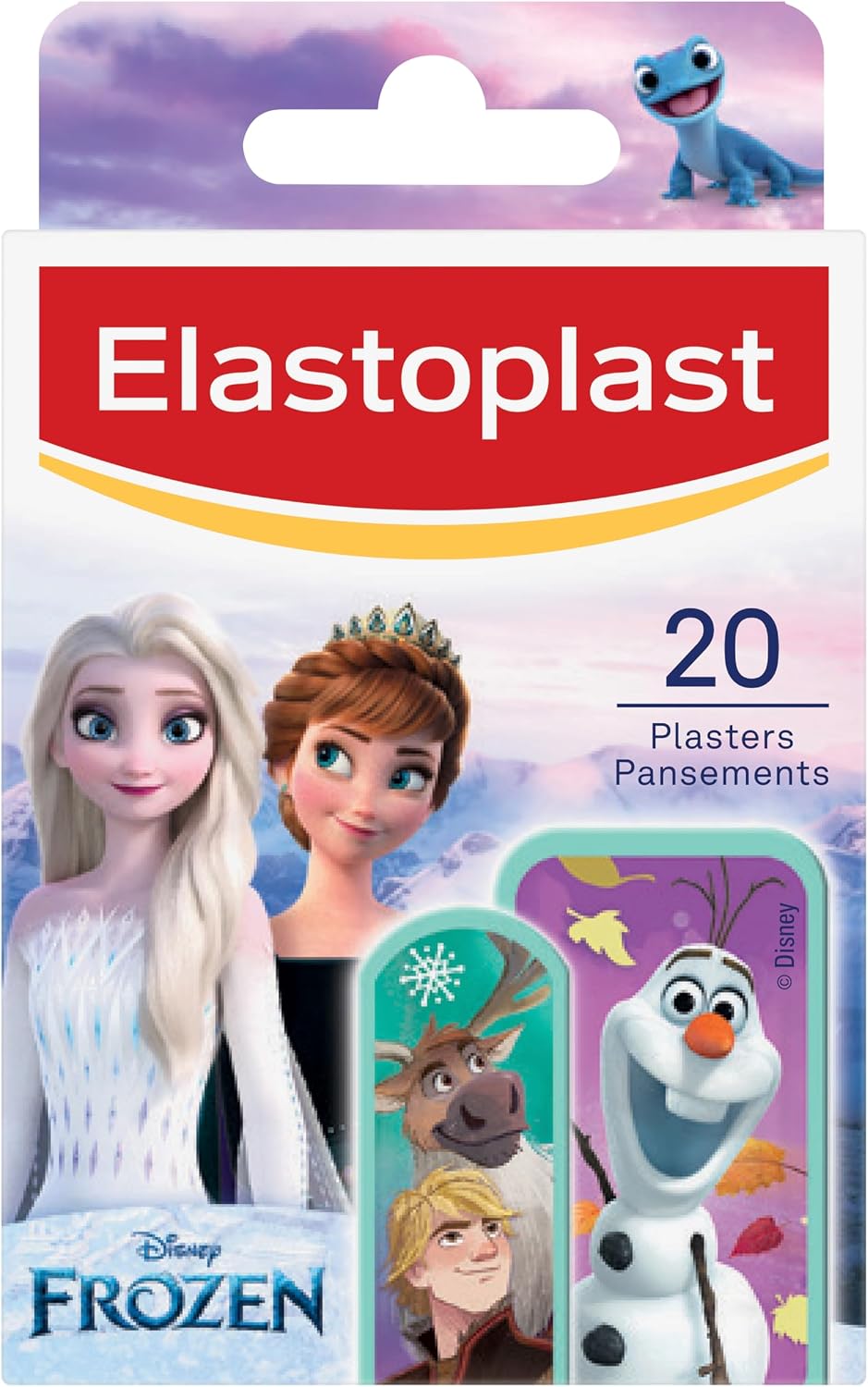 Elastoplast Disney Frozen Plasters, Assorted Sizes (20 Pieces), Coloured, First Aid Wound Care for Children with Frozen Designs, Various Sized, Skin-Friendly