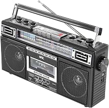 QFX J-220BT Boombox MP3 Conversion from Radio to Cassette with 4-Band (AM, FM, SW1, SW2) Radio with Bluetooth, Rechargeable Battery, Dual 3” Speakers, Built-in Microphone, Recorder, 3-Band Equalizer