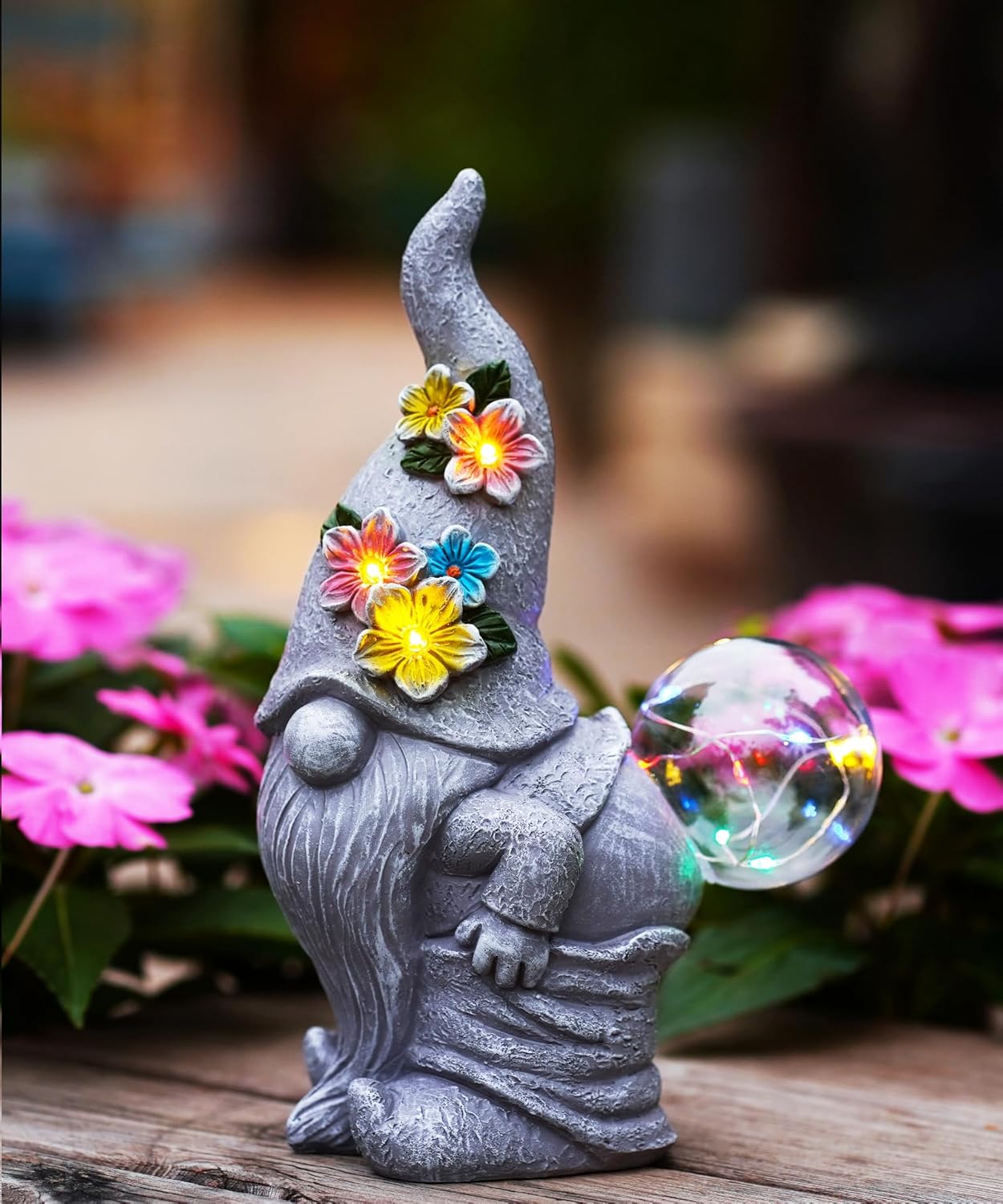 Nacome Solar Funny Gnome Statue for Garden: Outside Decor with Ball Lights Clearance for Yard Art Lawn Ornaments Porch Patio Balcony Home House - Birthday Gifts for Grandma Mom Women