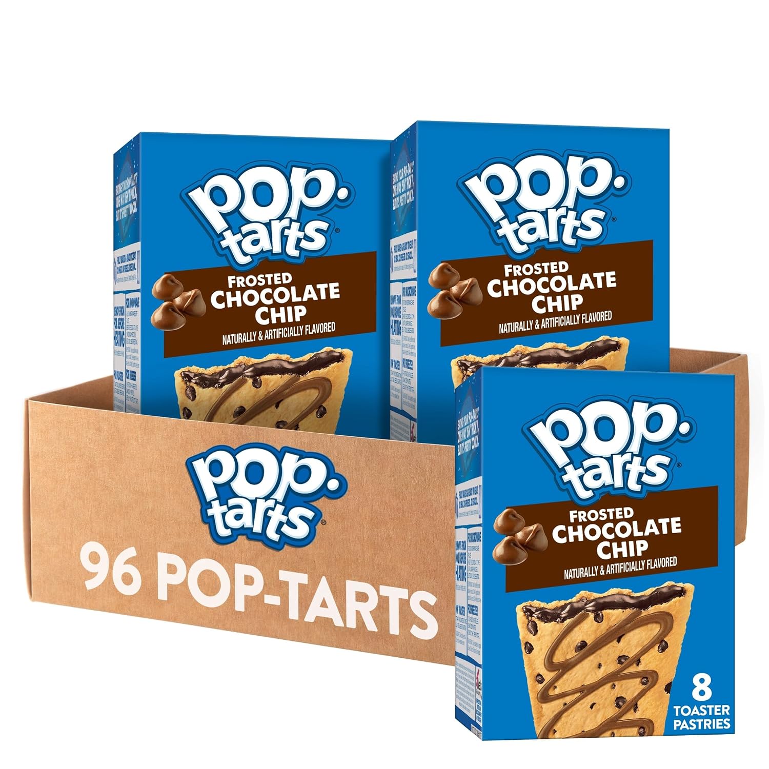 Pop-Tarts Toaster Pastries, Breakfast Foods, Kids Snacks, Frosted Chocolate Chip (12 Boxes, 96 Pop-Tarts)