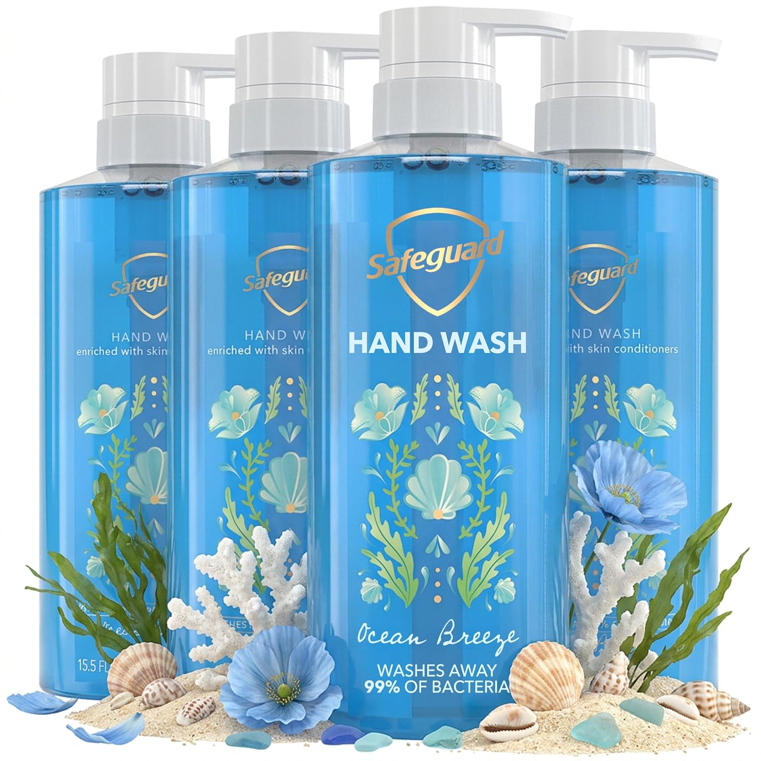 Safeguard Liquid Hand Soap, Ocean Breeze Scent, 15.5 fl oz Pack of 4