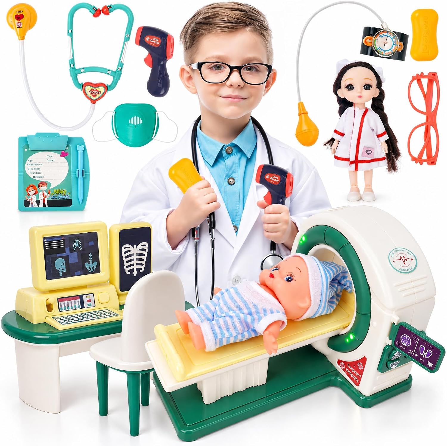 Doctor Kit for Toddlers 3-5, Medical Playset with Stethoscope