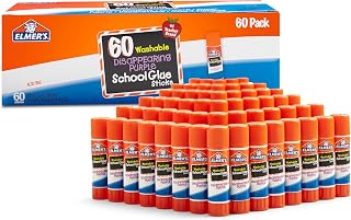 Elmer's Disappearing Purple School Glue Sticks, Washable, 7 Grams, 60 Count