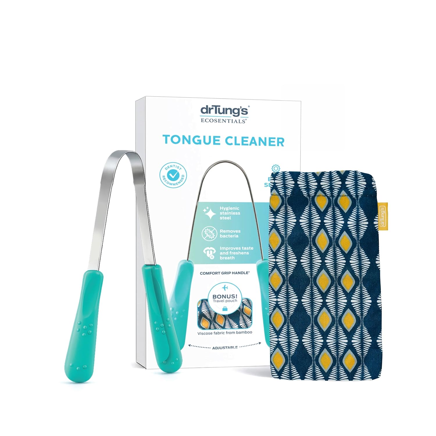 DrTung's Stainless Steel Tongue Scraper - Adults & Kids - 1 Pack