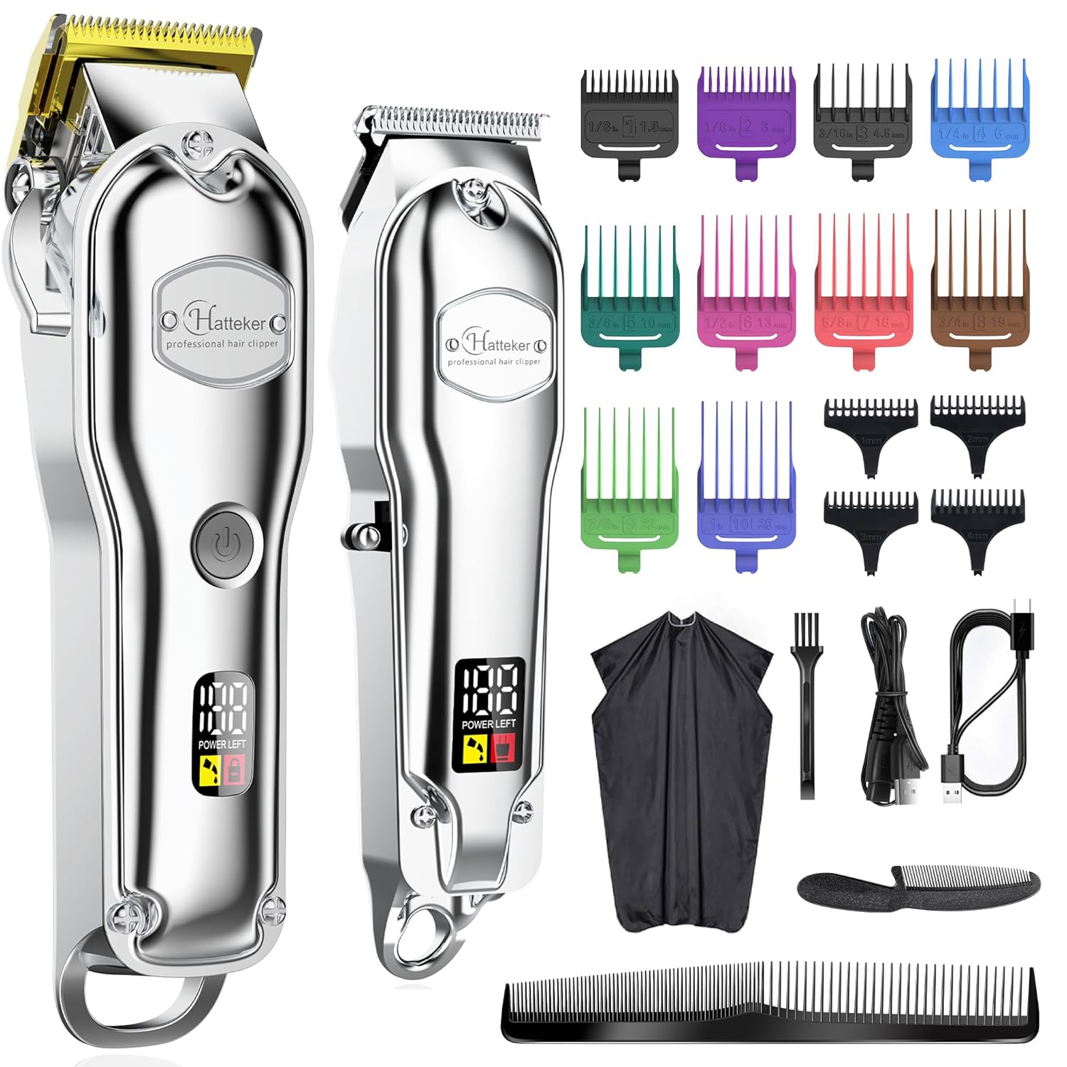 Hatteker Hair Clipper for Men IPX7 Waterproof Cordless Barber Clipper for Hair Cutting Kit with T-Blade Trimmer Beard Trimmer Kids Clipper Professional USB Rechargeable