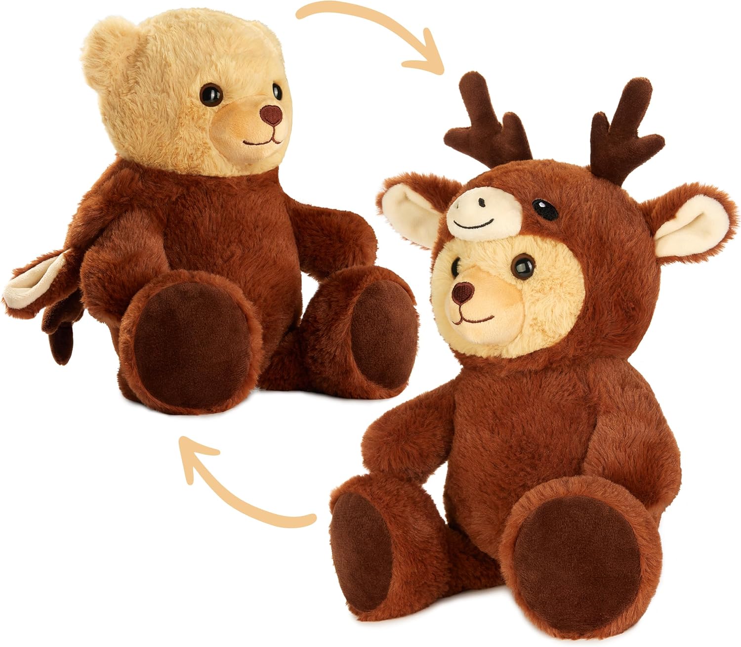 BRUBIES Teddy Deer - 10 inches (25 cm) Teddy Bear in Deer Costume with Hood - Cuddly Toy for Cosy Adventures - Cuddly Toy Gift for Children