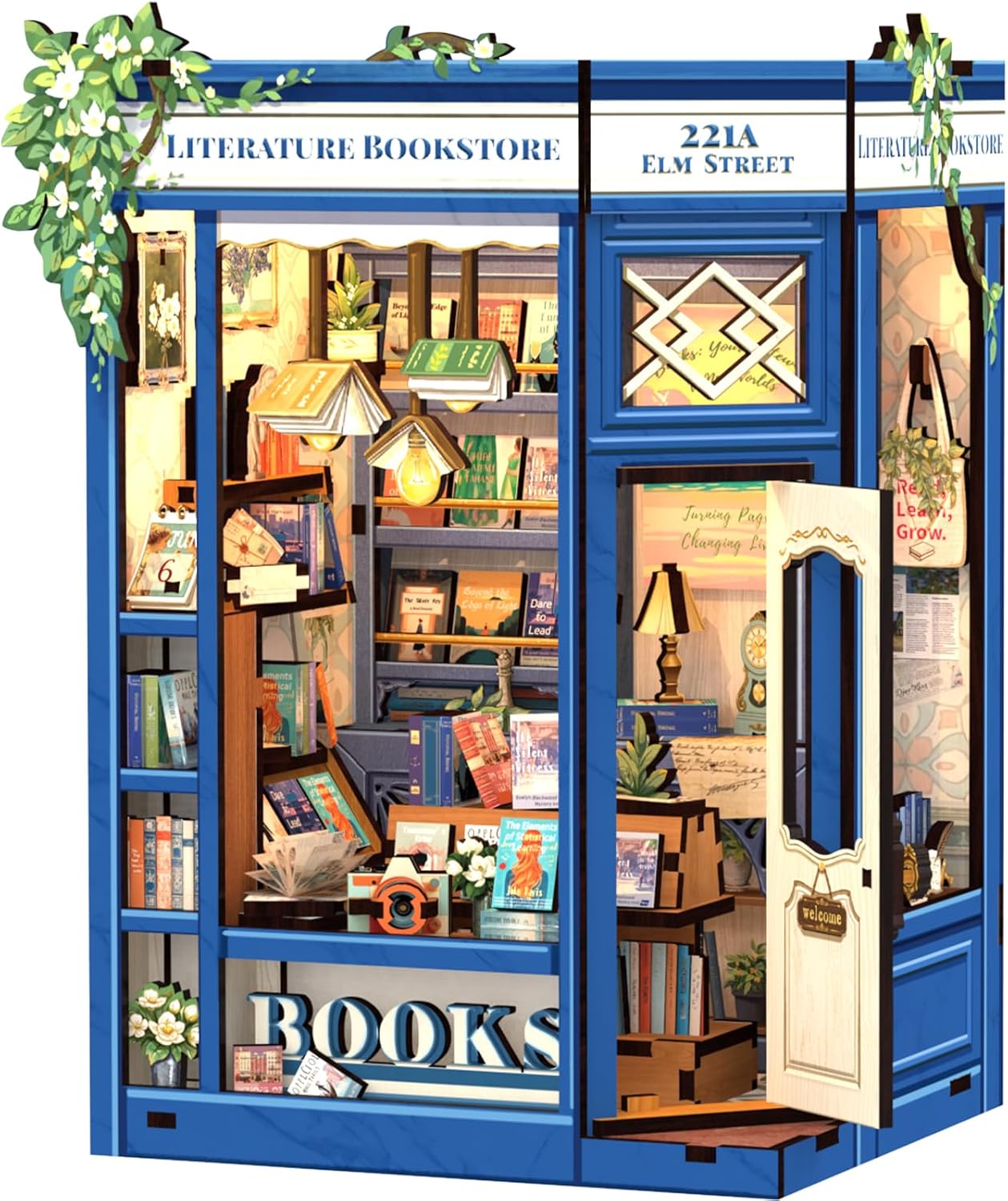 CUTEBEE Book Nook Kit - DIY Miniature House Dollhouse Kit for Adults and Teens, Booknook Tiny House Bookshelf Decor 3D Wooden Puzzle, Gifts for Family, Friends (Literature Bookstore)