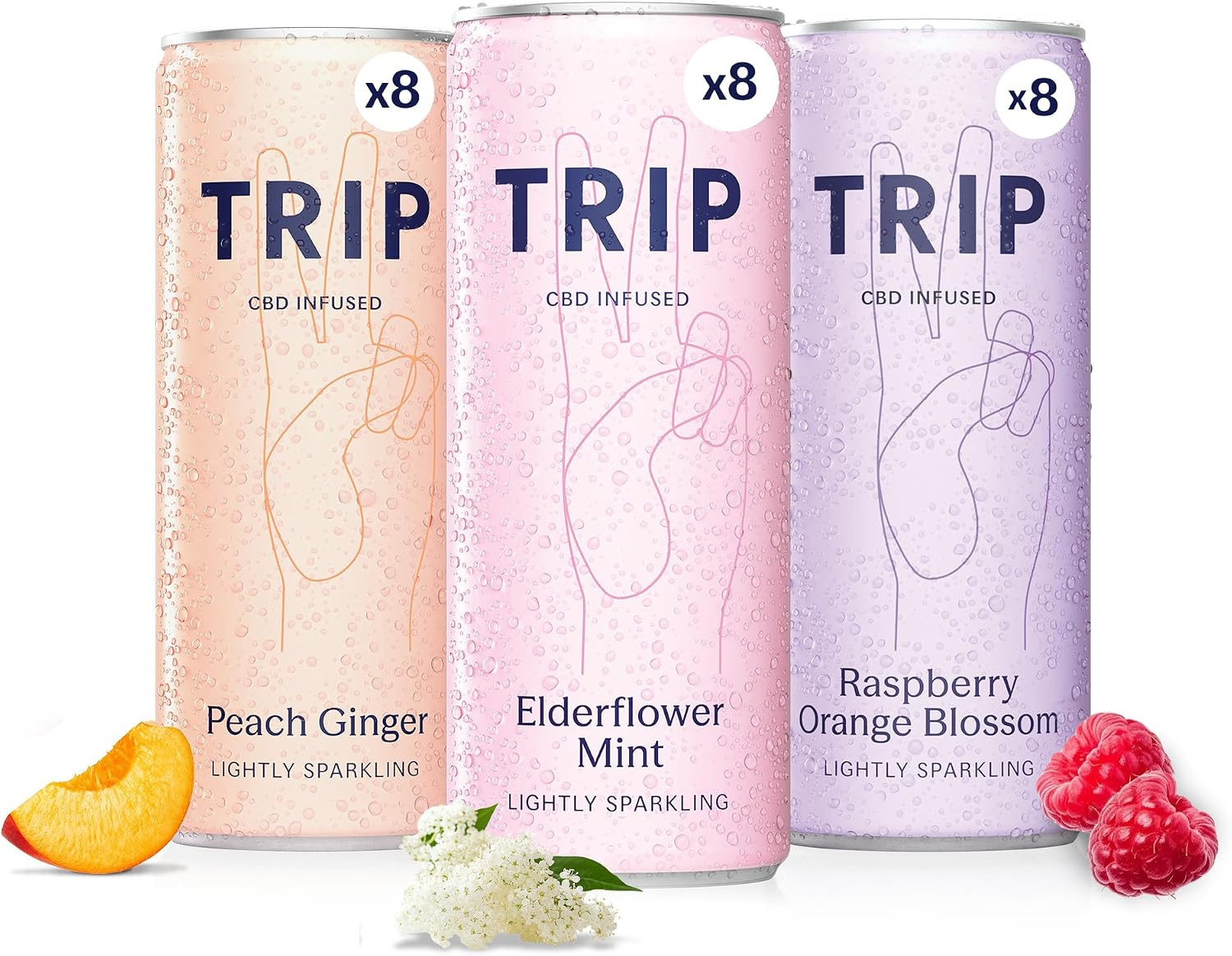 TRIP CBD Drink, Sparkling Mixed Pack Fizzy Drink, Low Calorie, Vegan (Pack of 24 x 250ml)