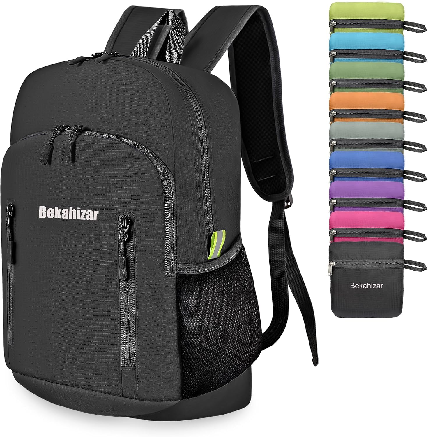 Bekahizar 20L Ultra Lightweight Backpack Foldable Hiking Daypack Rucksack Water Resistant Travel Day Bag for Men Women Kids Outdoor Camping Mountaineering Walking Cycling Climbing (Black)