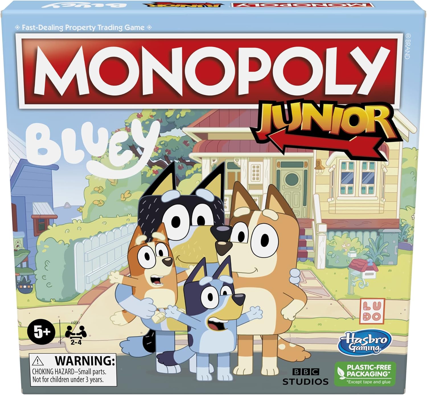 Hasbro Gaming Monopoly Junior: Bluey Edition Board Game for Kids Ages 5+, Play as Bluey, Bingo, Mum, and Dad, Features Artwork from The Animated Series (Amazon Exclusive)