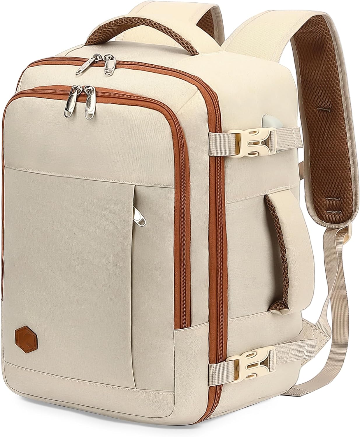 VANKEV Ryanair Cabin Bag 40x20x25 Underseat 20L Travel Bag Hand Luggage Backpack Carry-ons Bag Cabin Size Suitcases for Airplanes Flight Bag Travel Ruscksack Fit 14 Inch Laptop Beige