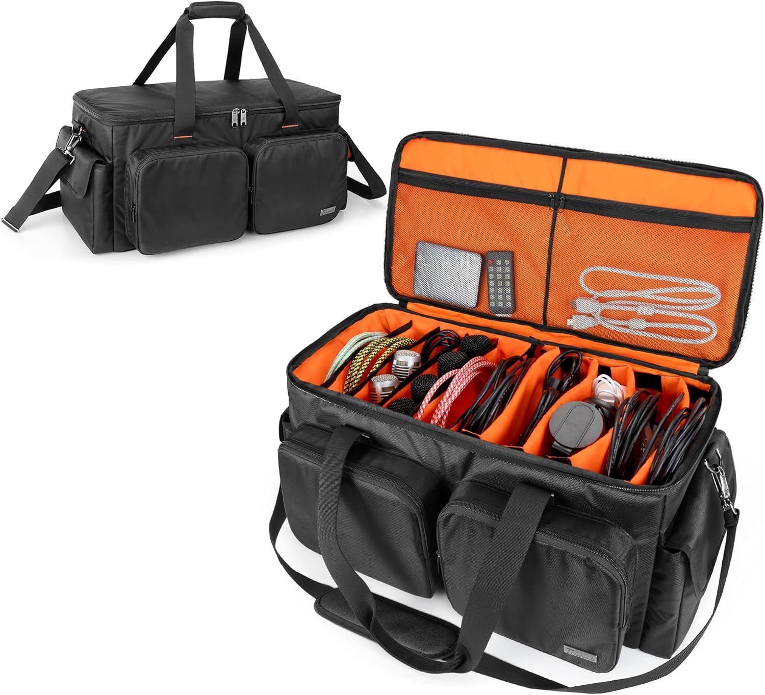 Trunab DJ Cable File Bag with Detachable Padded Bottom and Dividers, Travel Gig Bag for Professional DJ Gear, Musical Instrument and Accessories - Patented Design
