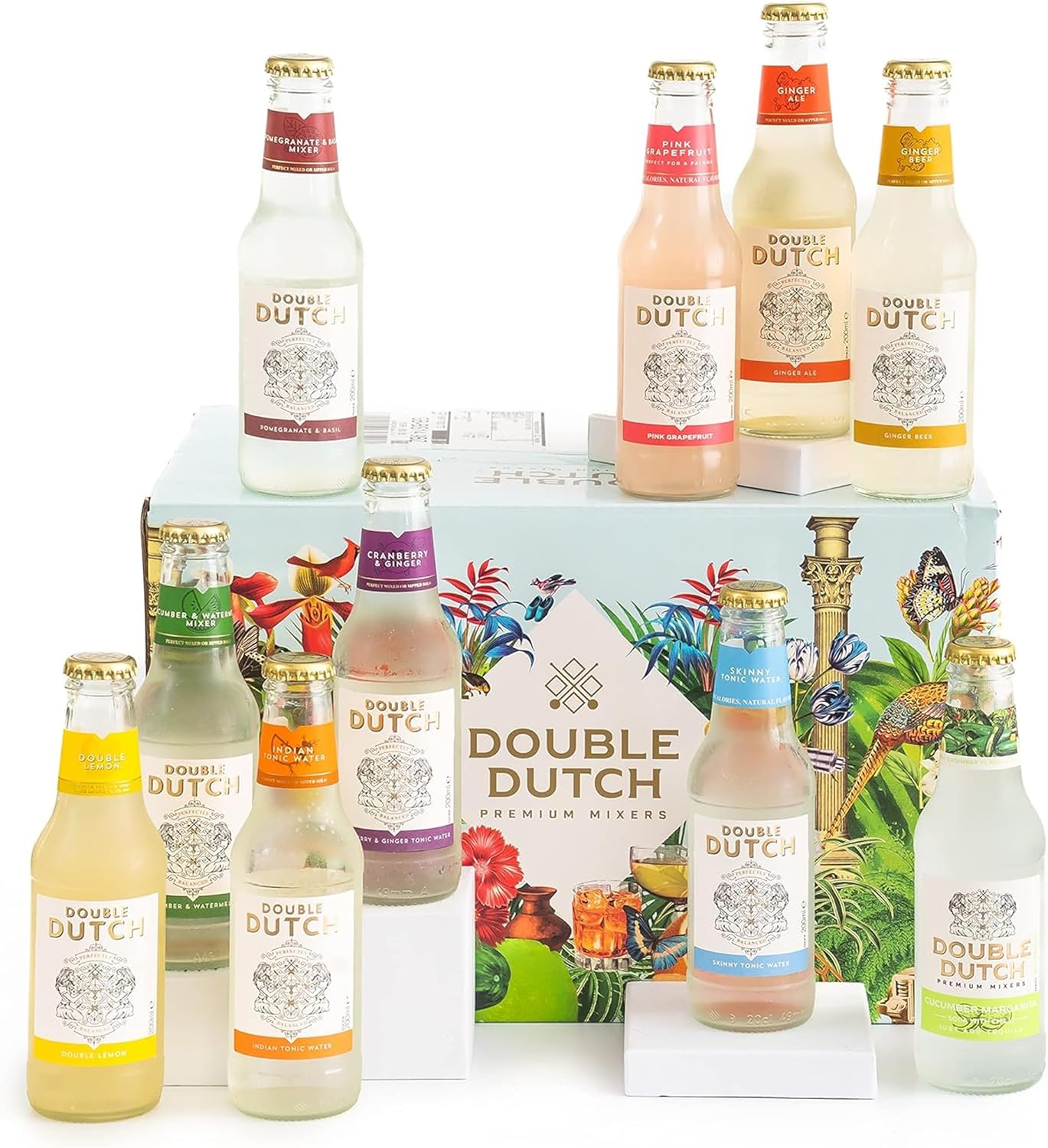 Double Dutch Variety Box β 10 x 200ml Premium Mixers | Low Calorie, Vegan-Friendly Tonic Waters for Gin, Vodka, Tequila & Cocktails | Includes Selection of World-Class Soft Drinks & Flavoured Mixers
