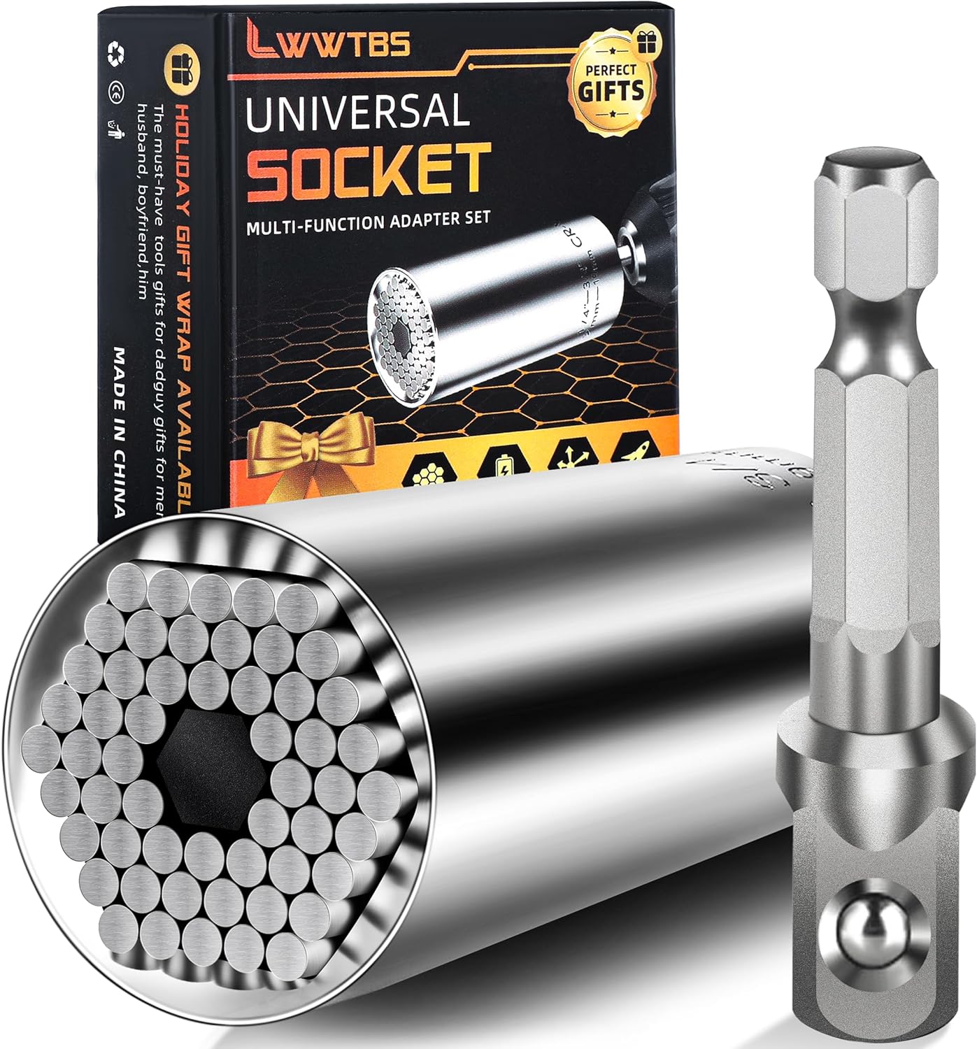 Super Universal Socket Tools Gifts for Mens Fathers Day Dad Gifts from Daughters Son Kids Wife Universal Socket Power Drill Adapter (7-9MM) Cool Tools Gadgets for Men Birthday gifts for Women Men (1)
