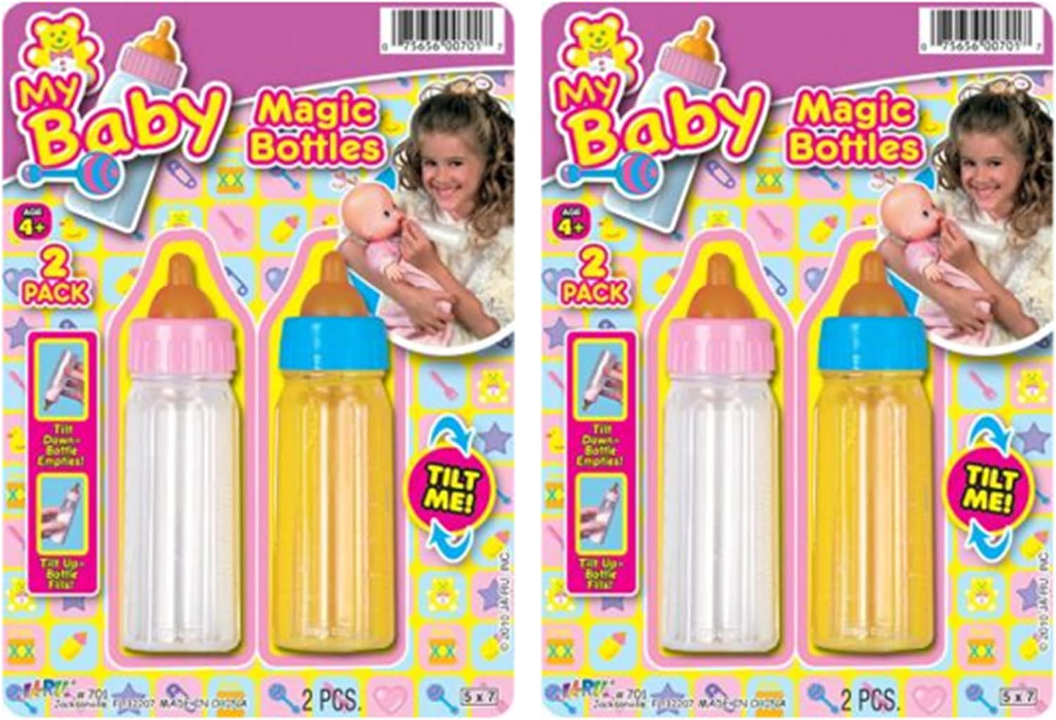 JA-RU Baby Doll Bottles Accessories, Disappearing Milk & Juice 2 Pk 701-2s