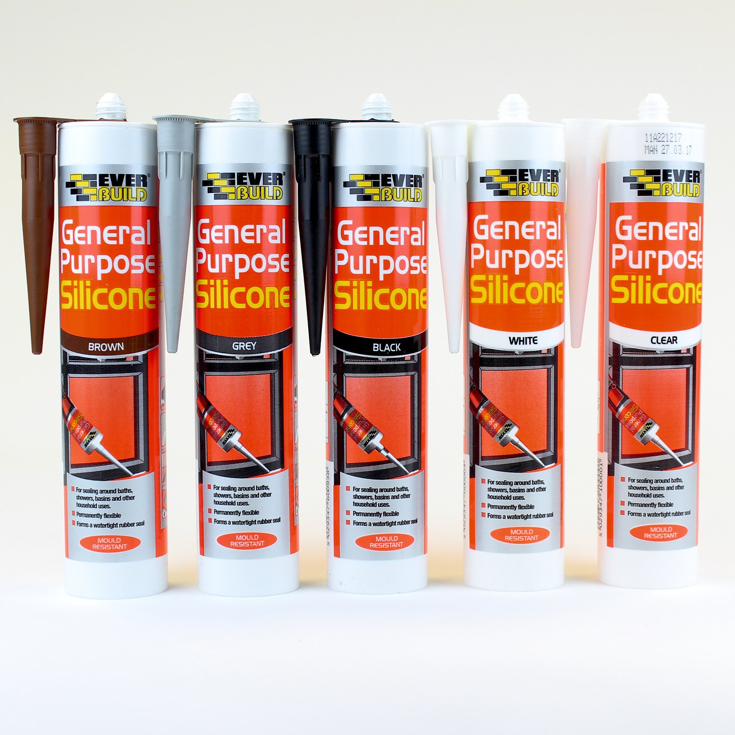 Everbuild General Purpose Silicone - White - 6 Pack