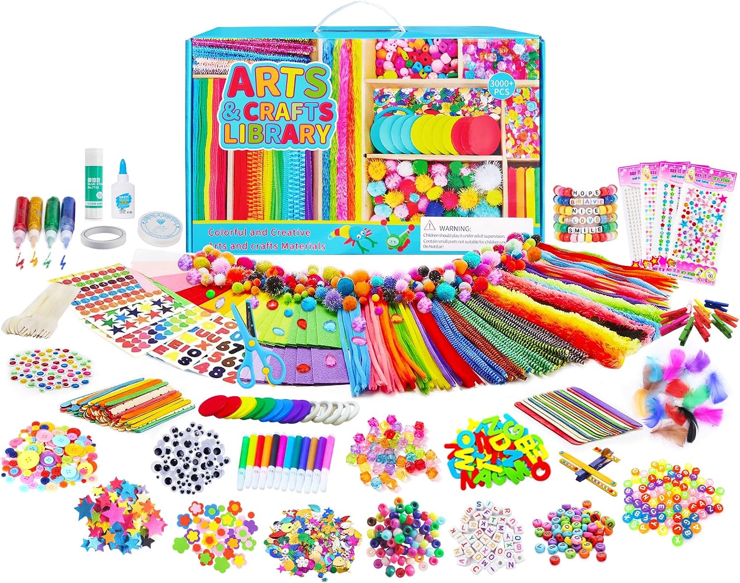 Itopstar Crafts for Kids -5000pcs+ Art Supplies Kids Art Supplies Great for School, Homeschool and Kindergarten DIY Crafting Projects-Giant Craft Box for Supplies